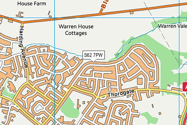 S62 7PW map - OS VectorMap District (Ordnance Survey)