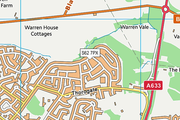 S62 7PX map - OS VectorMap District (Ordnance Survey)