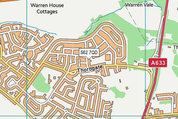S62 7QD map - OS VectorMap District (Ordnance Survey)