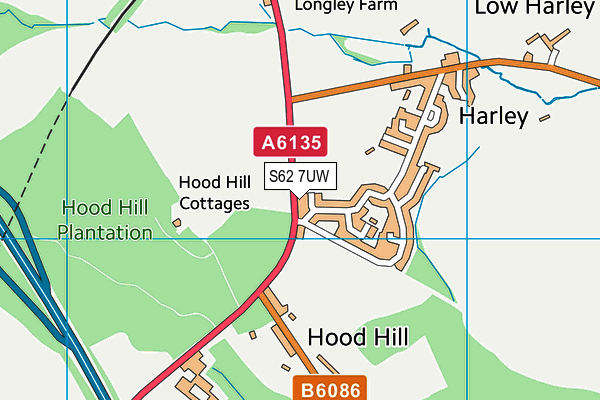 S62 7UW map - OS VectorMap District (Ordnance Survey)