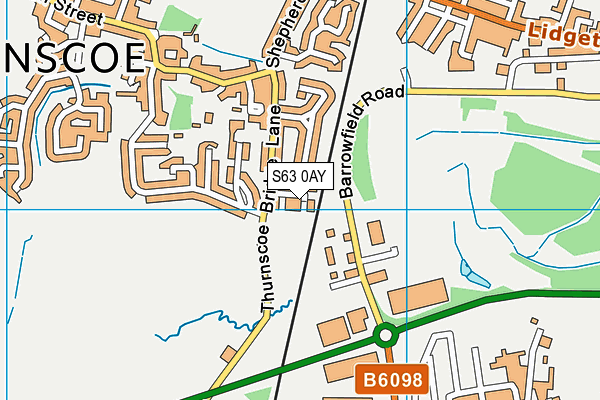 S63 0AY map - OS VectorMap District (Ordnance Survey)