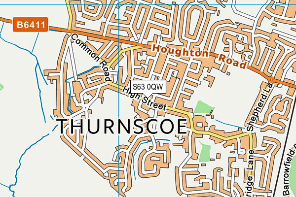 S63 0QW map - OS VectorMap District (Ordnance Survey)