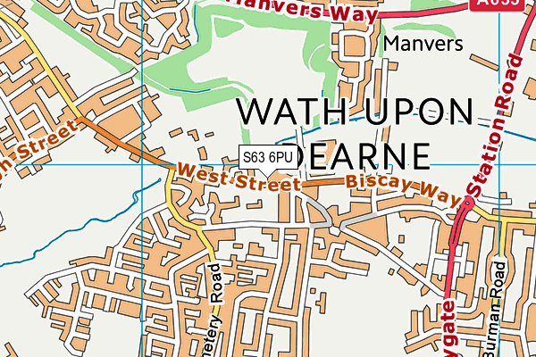 S63 6PU map - OS VectorMap District (Ordnance Survey)