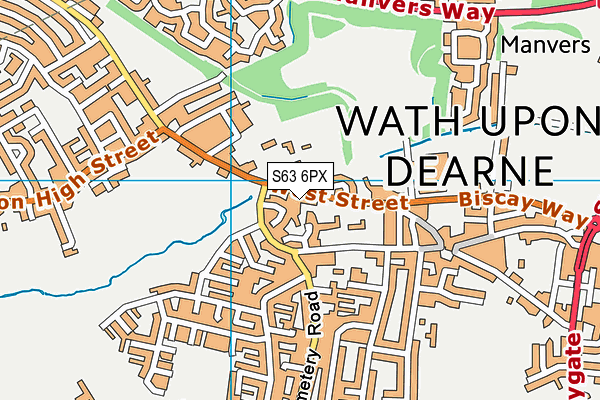 S63 6PX map - OS VectorMap District (Ordnance Survey)