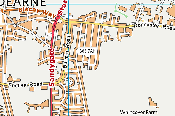 S63 7AH map - OS VectorMap District (Ordnance Survey)