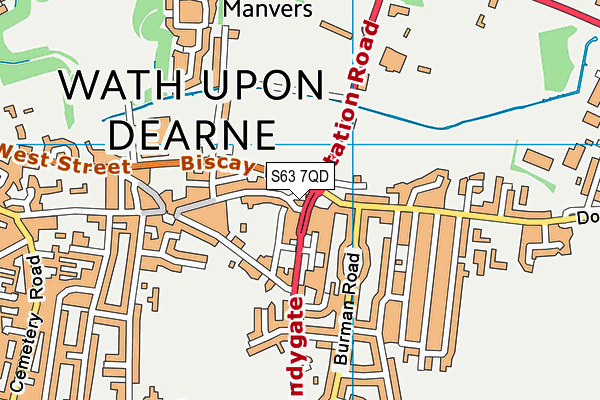 S63 7QD map - OS VectorMap District (Ordnance Survey)