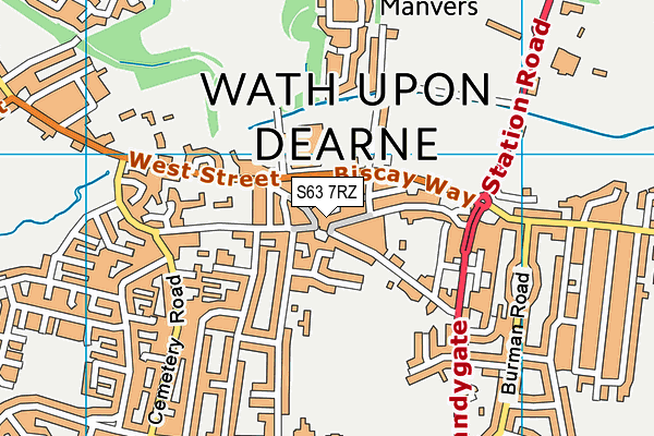 S63 7RZ map - OS VectorMap District (Ordnance Survey)