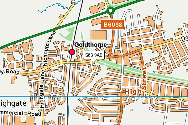 S63 9AE map - OS VectorMap District (Ordnance Survey)