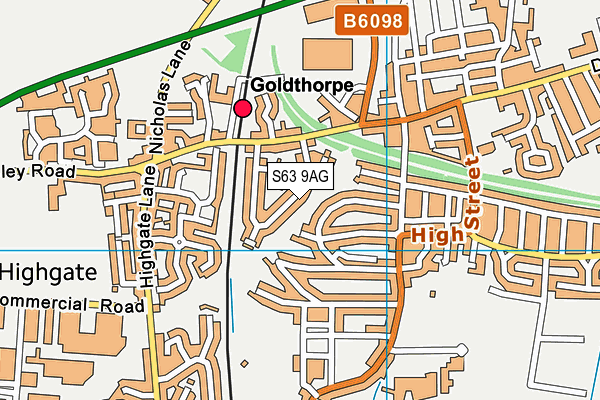 S63 9AG map - OS VectorMap District (Ordnance Survey)