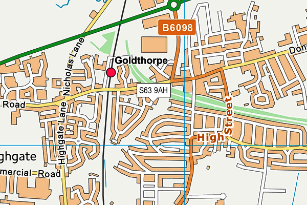 S63 9AH map - OS VectorMap District (Ordnance Survey)