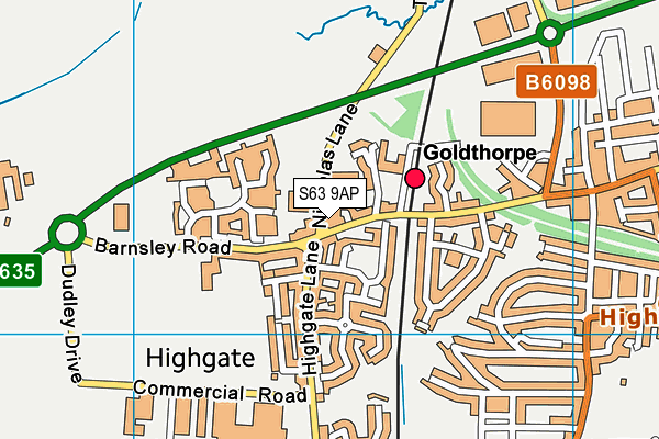 S63 9AP map - OS VectorMap District (Ordnance Survey)