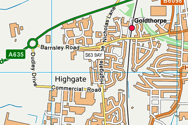 S63 9AY map - OS VectorMap District (Ordnance Survey)