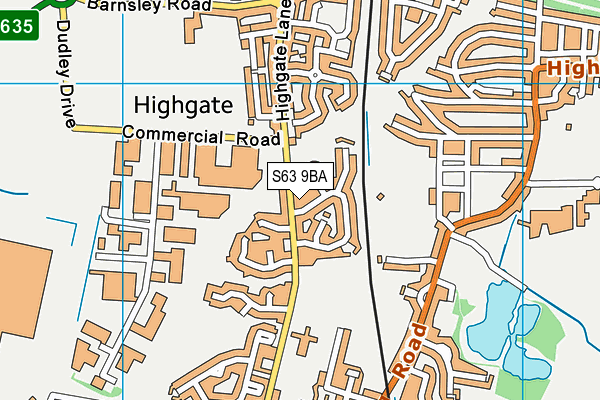 S63 9BA map - OS VectorMap District (Ordnance Survey)