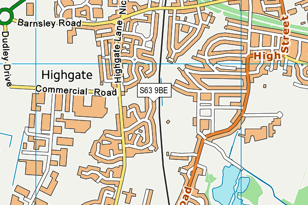 S63 9BE map - OS VectorMap District (Ordnance Survey)