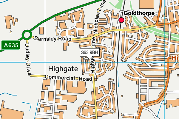 S63 9BH map - OS VectorMap District (Ordnance Survey)