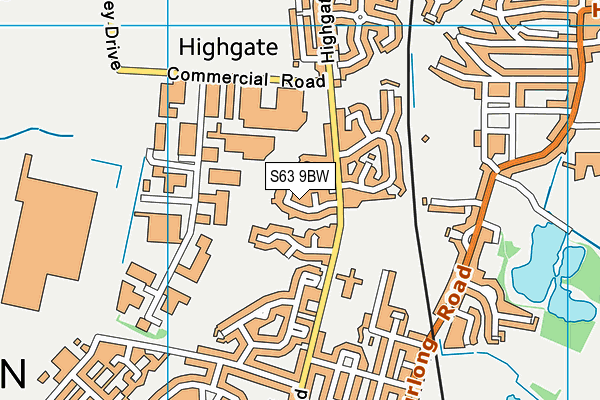 S63 9BW map - OS VectorMap District (Ordnance Survey)