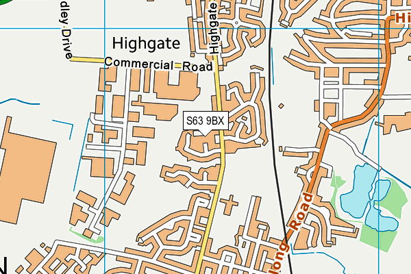 S63 9BX map - OS VectorMap District (Ordnance Survey)