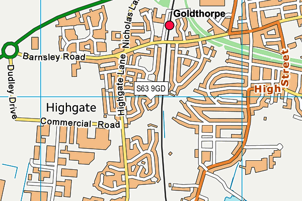 S63 9GD map - OS VectorMap District (Ordnance Survey)