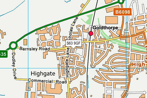 S63 9GF map - OS VectorMap District (Ordnance Survey)