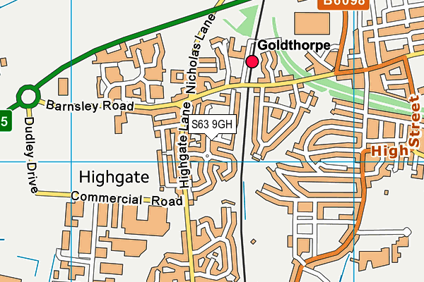 S63 9GH map - OS VectorMap District (Ordnance Survey)