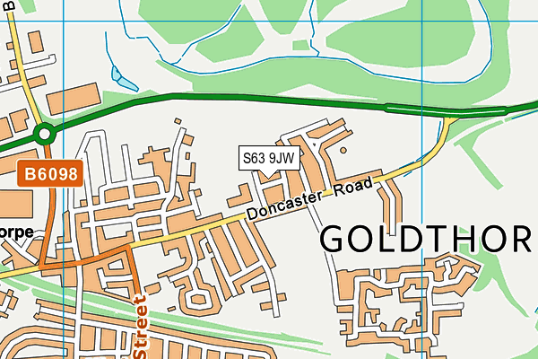 S63 9JW map - OS VectorMap District (Ordnance Survey)