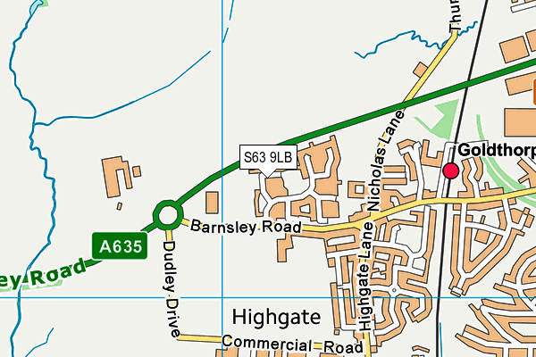 S63 9LB map - OS VectorMap District (Ordnance Survey)