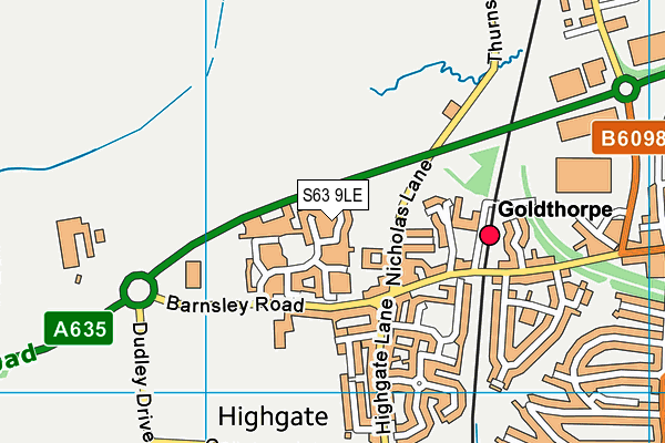 S63 9LE map - OS VectorMap District (Ordnance Survey)