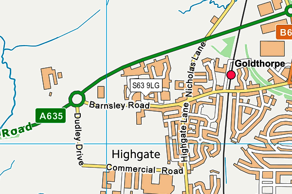 S63 9LG map - OS VectorMap District (Ordnance Survey)