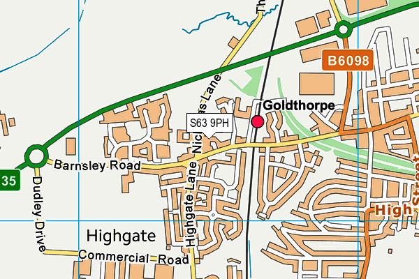 S63 9PH map - OS VectorMap District (Ordnance Survey)