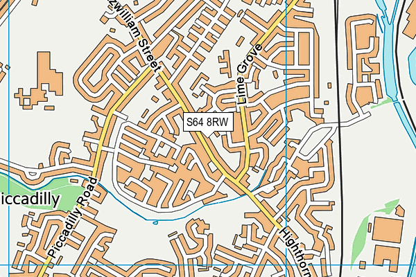 S64 8RW map - OS VectorMap District (Ordnance Survey)