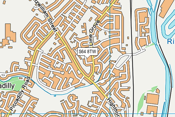 S64 8TW map - OS VectorMap District (Ordnance Survey)