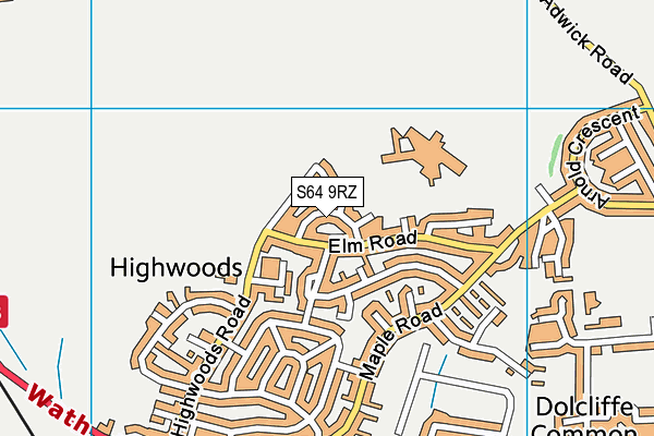 S64 9RZ map - OS VectorMap District (Ordnance Survey)