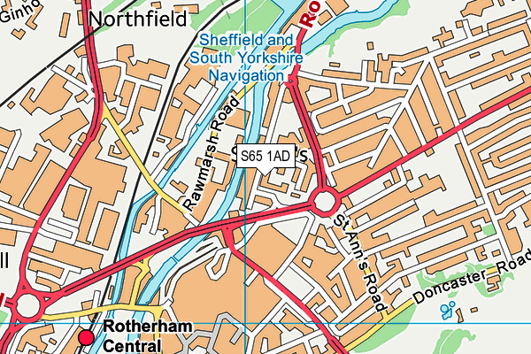 S65 1AD map - OS VectorMap District (Ordnance Survey)