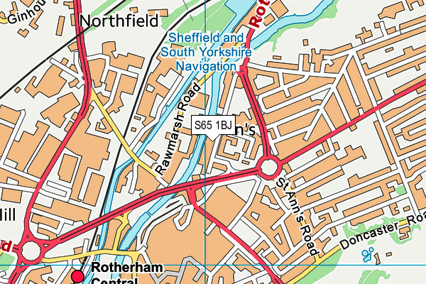 S65 1BJ map - OS VectorMap District (Ordnance Survey)