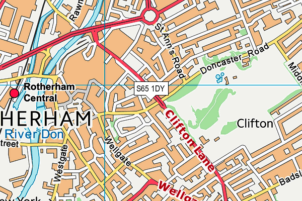 S65 1DY map - OS VectorMap District (Ordnance Survey)