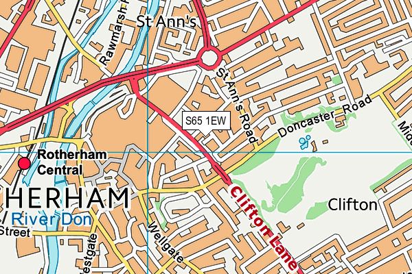 S65 1EW map - OS VectorMap District (Ordnance Survey)