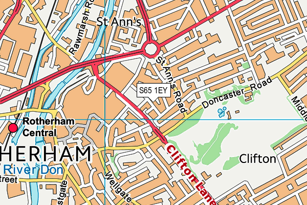 S65 1EY map - OS VectorMap District (Ordnance Survey)