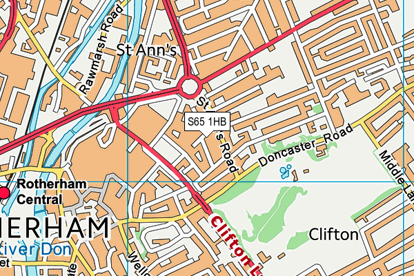 S65 1HB map - OS VectorMap District (Ordnance Survey)