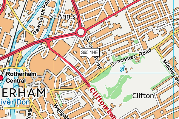 S65 1HE map - OS VectorMap District (Ordnance Survey)