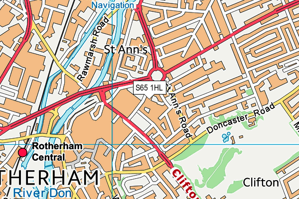 S65 1HL map - OS VectorMap District (Ordnance Survey)