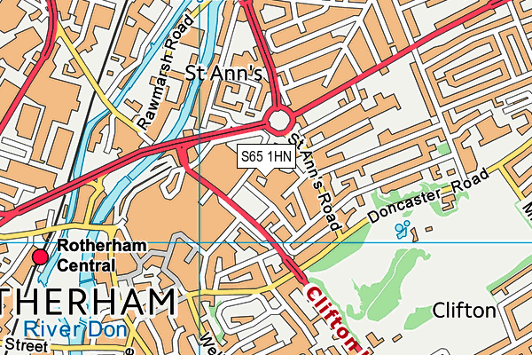 S65 1HN map - OS VectorMap District (Ordnance Survey)