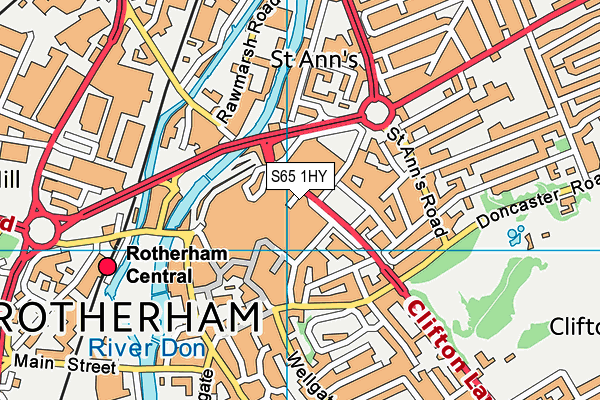 S65 1HY map - OS VectorMap District (Ordnance Survey)