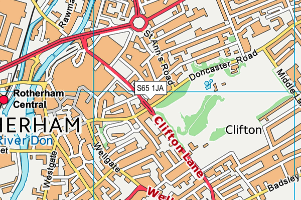 S65 1JA map - OS VectorMap District (Ordnance Survey)