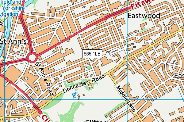 S65 1LE map - OS VectorMap District (Ordnance Survey)