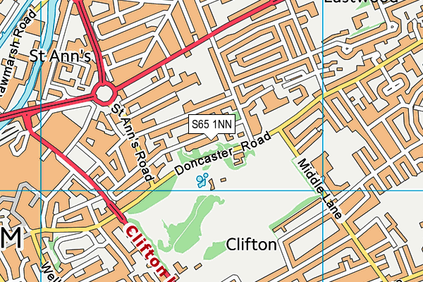 S65 1NN map - OS VectorMap District (Ordnance Survey)