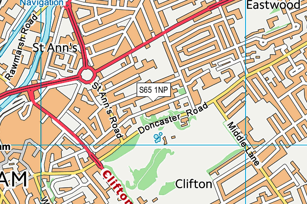 S65 1NP map - OS VectorMap District (Ordnance Survey)