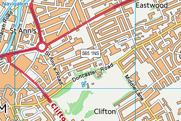 S65 1NS map - OS VectorMap District (Ordnance Survey)