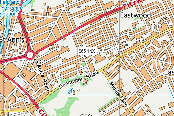 S65 1NX map - OS VectorMap District (Ordnance Survey)