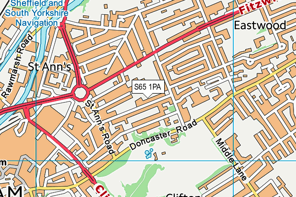 S65 1PA map - OS VectorMap District (Ordnance Survey)