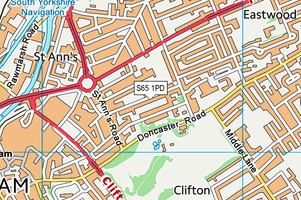 St Ann's Primary School map (S65 1PD) - OS VectorMap District (Ordnance Survey)